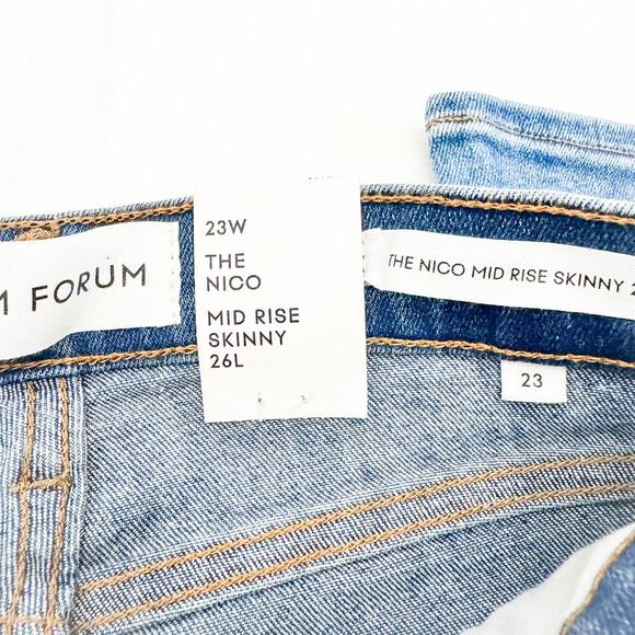 Denim Forum The Nico Mid Rise Skinny Dark Bleu N Stormy Size 23 x 26 L NWT - Picture 6 of 9